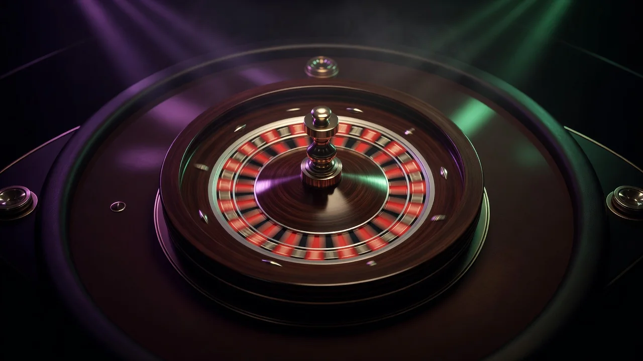 Roulette wheel from above with motion blur making numbers unreadable
